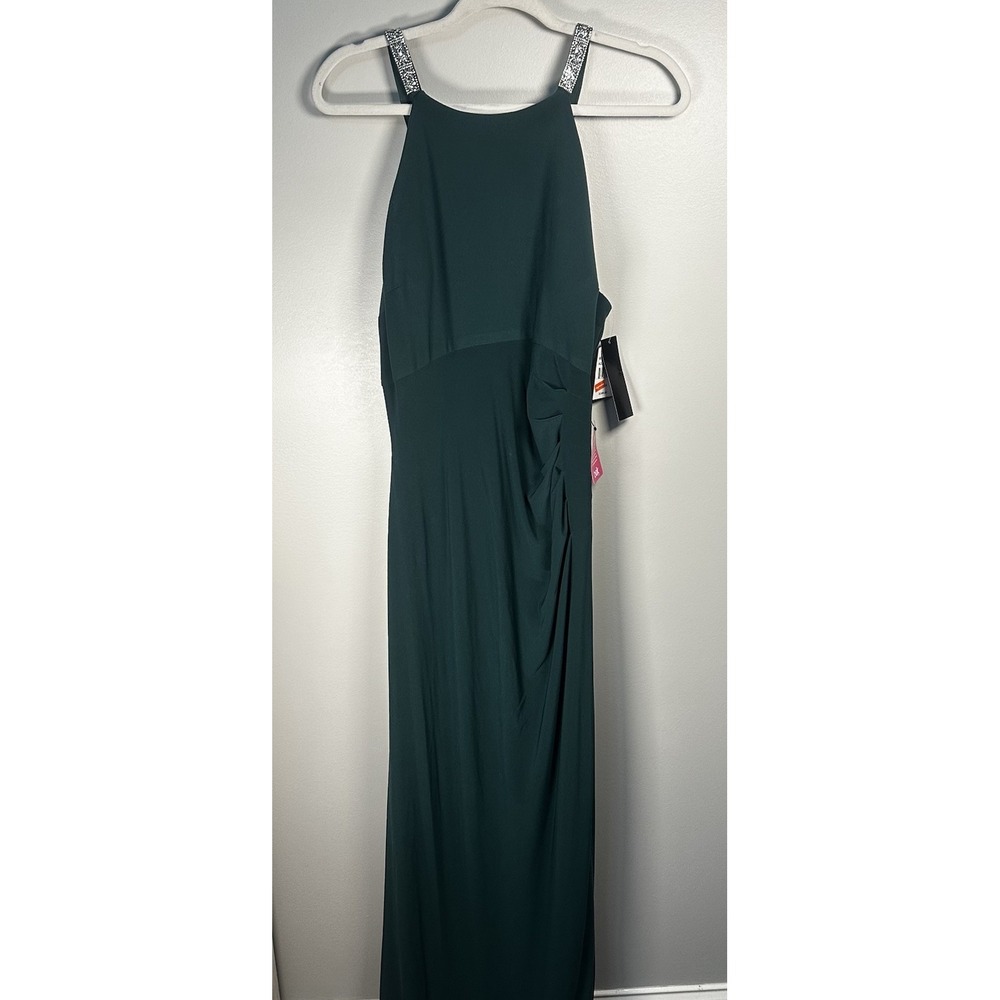 NWT Betsy & Adam‎ Women's Jayleen High Neck Jeweled Back Town Hunter Green Sz 16